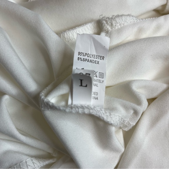 NEW Stylish White Jumpsuit Women’s Medium Asymmetrical Top Fabric Belt - Picture 7 of 8